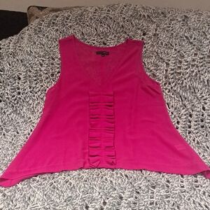353 - LovPosh - Sleeveless Ruffle Front Top - Pink